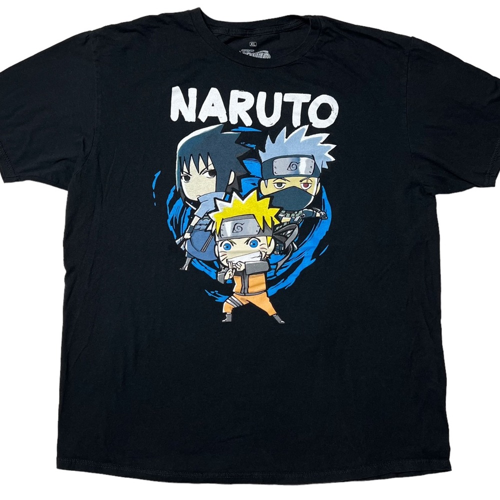 Naruto Shippuden Chibi Group Graphic T-Shirt in Black Unisex Sz XL